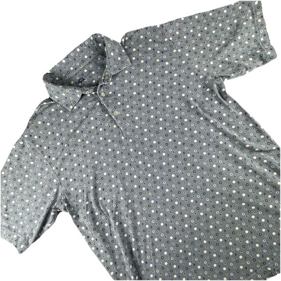 Onward Reserve Performance Polo Mens L Blue Pattern Geometric Golf Short Sleeve - Picture 1 of 8